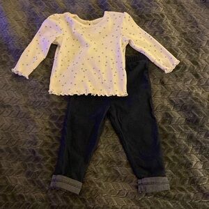 Little Me long sleeve ribbed shirt and jeggings.